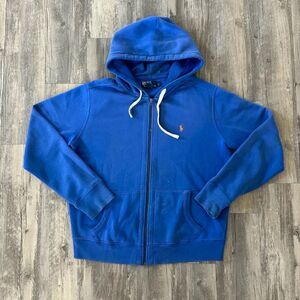 Vintage Polo Ralph Lauren Hoodie Size Large Blue Orange Pony